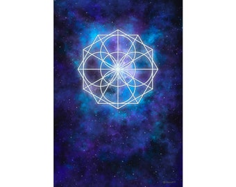 Poster Print - Wall Art Home Decor - Original Sacred Geometry Space Nebula Galaxy Art Made in USA
