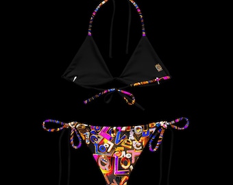 Mad Habitz L.O.V.E. Bikini, Alternative Graphic Swimwear, Bold Women's Beach and Pool Outfit