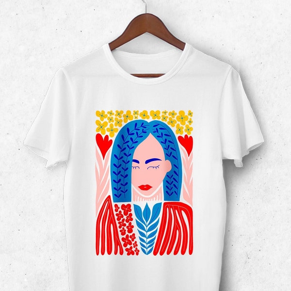 Floral Woman Shirt, Wildflowers Shirt, Art Nouveau, Art Deco, Modern Matisse Shirt, Boho Floral Shirt