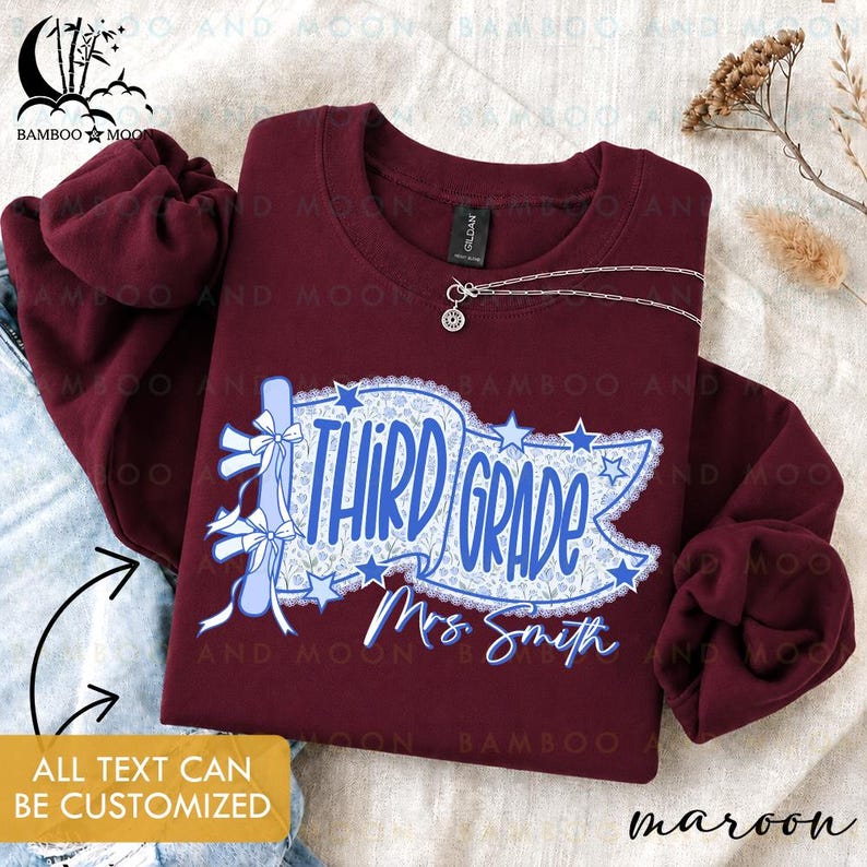 Personalized Toile Third Grade Shirt, Sweatshirt, Custom 3rd Grade Lace ...