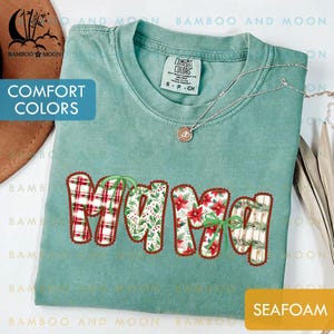 Comfort Colors Christmas Mama Shirt, Cozy Christmas Plaid Mama Shirt, Mama Christmas Shirt TH1871
