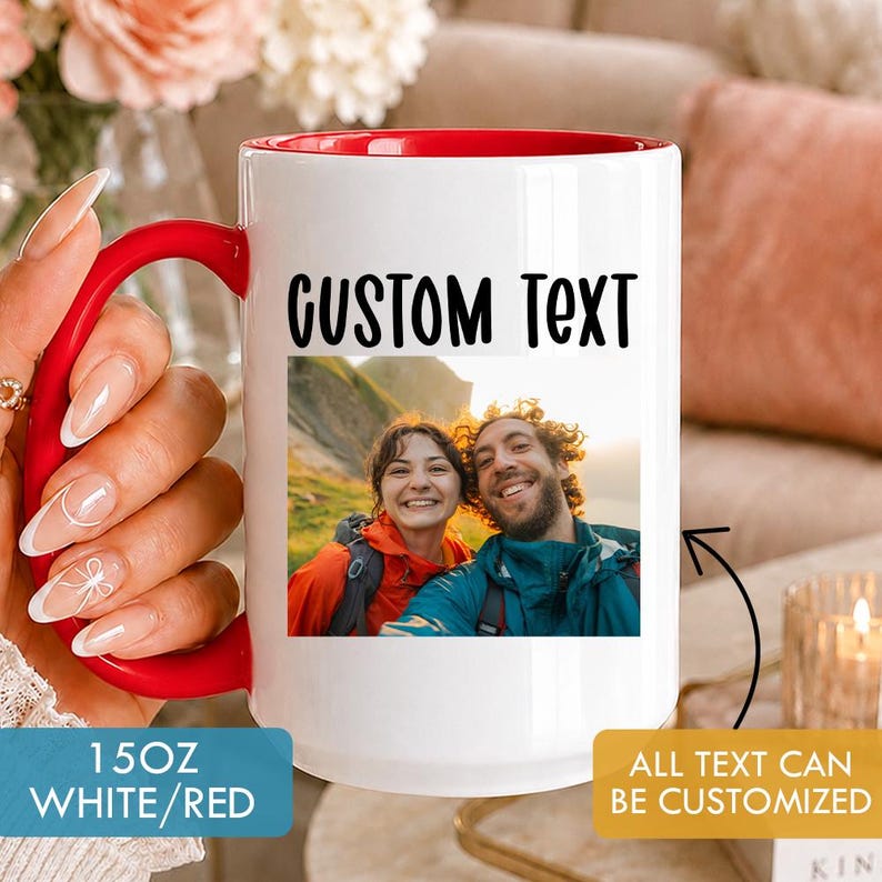 Custom Family Photo Mug, Custom Text and Photo Mug, Text and Photo ...