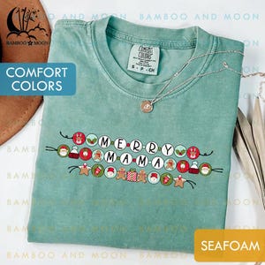 Personalized Merry Mama Comfort Colors Shirt, Bracelet Christmas Mama Shirt, Merry Mama Xmas Shirt, Mama Christmas Shirt TH1661