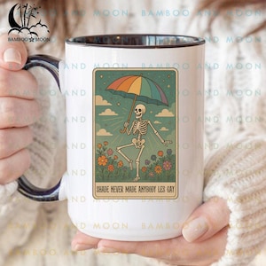 Mug carte de tarot squelette drôle, tasse squelette Lgbt, tasse de carte de tarot arc-en-ciel fierté TH1227