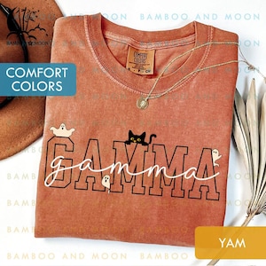 Comfort Colors Halloween Gamma Shirt, Spooky Gamma Shirt, Cute Ghost Halloween Gamma Shirt, Black Cat Gamma Shirt TH1653-15