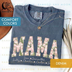 Personalized Christmas Mama Comfort Colors Shirt, Toile Christmas Mama Shirt, Mama Christmas Shirt TH1753-5
