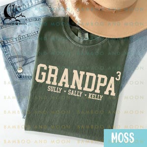 Personalized Grandpa of 3 Shirt, Grandpa Shirt With Three Kids Names, Fathers Day Gift, New Grandpa Shirt, Promoted to Grandpa Tee TH0868-8