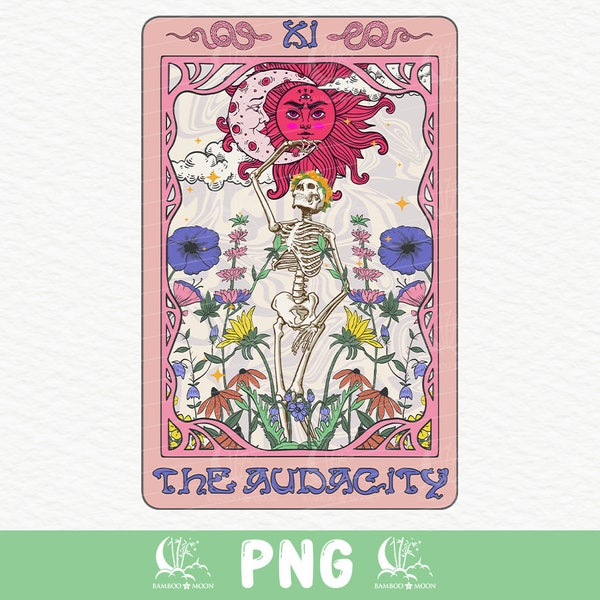 Retro The Audacity Skeleton Tarot Card Sublimation Design Download