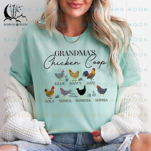 Personalized Grandma's Chicken Coop Shirt, Grandma with Grandkid's Names Shirt TH0468
