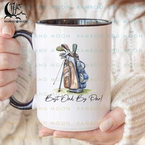 Personalized Golfing Mug, Golf Bag Mug, Best Dad By Par, Golfing Gift for Him, Golfer Gift, Golf Lover Gift TH1185