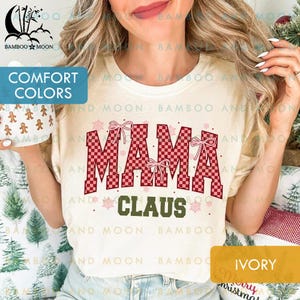 Comfort Colors Mama Weihnachtsmann Shirt, Kariertes Mama Shirt, Coquette Mama Weihnachtshemd TH2048-10