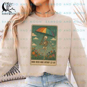 Sweat-shirt drôle de carte de tarot squelette, sweat-shirt squelette Lgbt, sweat-shirt de carte de tarot arc-en-ciel fierté TH1227