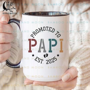 Personlig "Promoted to Papi"-mugg, Graviditetsmeddelandegåvor för Papi, Present till "New Papi", Mugg till "New Papi" TH1089-8