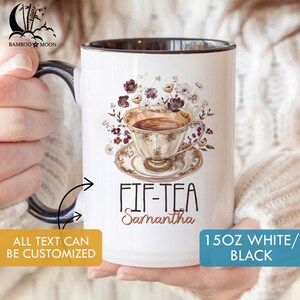 Tasse à café florale personnalisée Fif-Tea, cadeau du 50e anniversaire pour femme, tasse pour les 50 ans TH2757-4