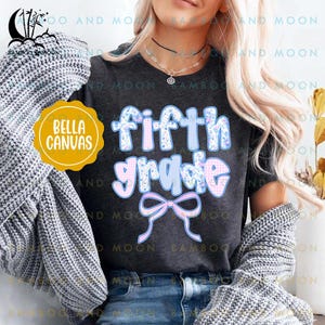 Fifth Grade Floral Coquette Bow Shirt, Floral Fifth Grade Tee, Back To School Shirt, Coquette Bow Fifth Grade Shirt TH1195-5