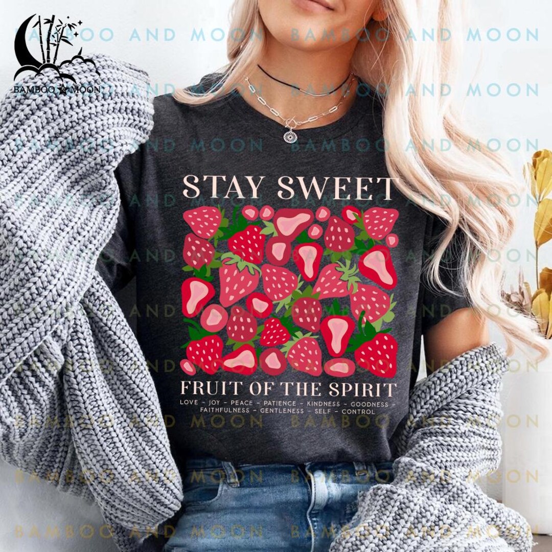 Retro Christian Strawberry Shirt, Fruits of the Spirit Bible Verse ...