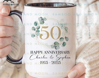 Personalisierte Tasse zum 50. Jahrestag, Benutzerdefiniertes Geschenk zum 50. Jahrestag, Geschenk zum 50. Jahrestag für Eltern, Tasse zum 50. Jahrestag TH1455
