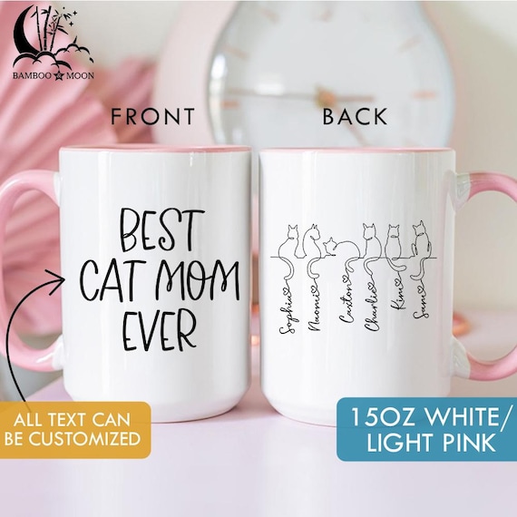 Personalized Best Cat Mom Ever Mug, Funny Cat Names Gift, Cat Mom Gift, Cat Mama Present TH2401