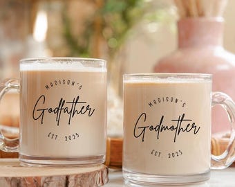 Personalized Godfather Godmother Glass Mug, Godmother Glass Mug, Godfather Glass Mug, Grandparents Mug TH0676