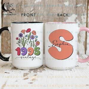 Personalized 30th Birthday Floral Mug, Vintage 1995 Mug, 1995 Birthday Gift For Her, 30th Birthday Flower Mug, Best Friend 30 Gift TH0966-9