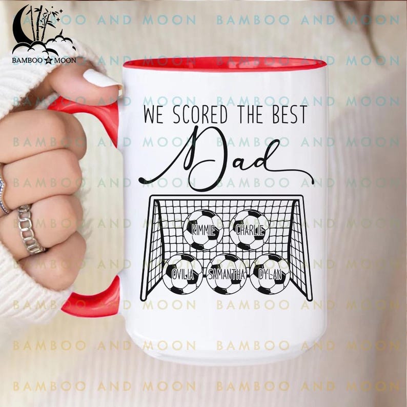 Personalized We Score the Best Dad Mug, Custom Kid's Name Football ...