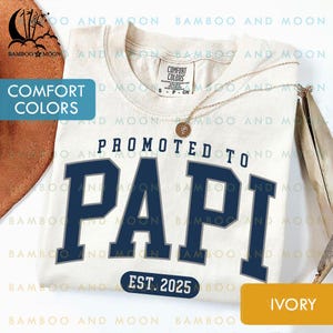 Spersonalizowana koszulka z nadrukiem Papi Comfort Colors, koszulka z informacją o ciąży, nowa koszulka Papi TH1180-7
