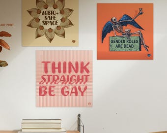 LGBTQ+ Art Prints: Giclee Artwork, Fabulous Rainbow Artwork, Queer Sapphic Gay Trans Illustration, Human Made Art, Pride Gift