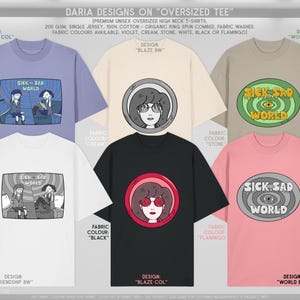 Sick Sad Tshirts, Hoodies and Sweaters: Dtg Print, Organic Cotton, Recycled Polyester, Grunge 90s Cartoon Illustration, Human Made Art image 9
