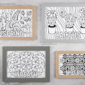 Personalized Name Printable Coloring Pages | 4 Different Designs | Flower Tiles Themed Illustration