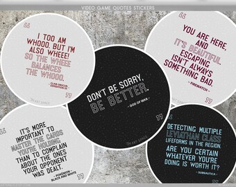 Pegatinas con frases de videojuegos: Vinilo blanco o holográfico, regalo minimalista para gamers.