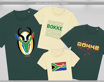 South African Bokke Tshirts: Dtg dtf Print, Certified Organic Cotton, Springbok Rugby, Adult or Baby Bokke Tees