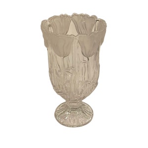 Vintage Block Crystal Tulip Hurricane Vase