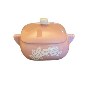 Vintage Pink Dainty Flower Cameoware by Harker Pottery - Lidded Square Casserole Dish