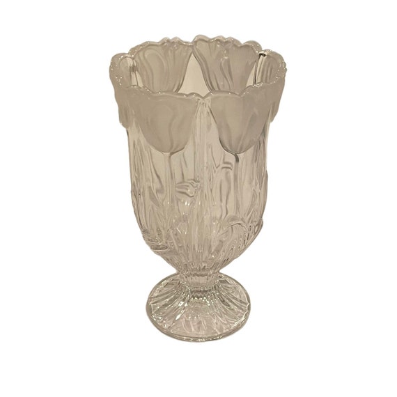 Vintage Block Crystal Tulip Hurricane Vase Etsy