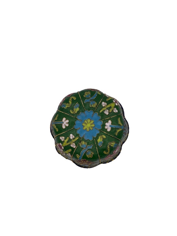 Chinese Cloisonné Style Enamel Pumpkin Trinket Box - image 5