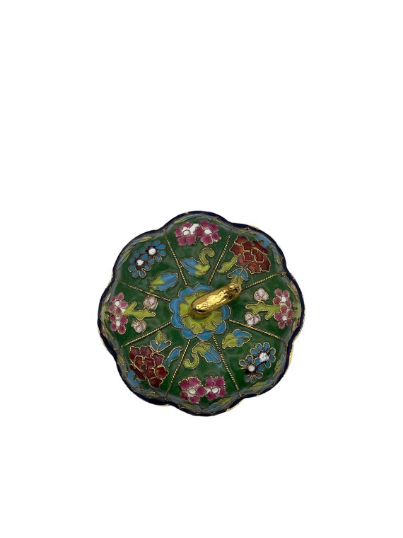 Chinese Cloisonné Style Enamel Pumpkin Trinket Box - image 4