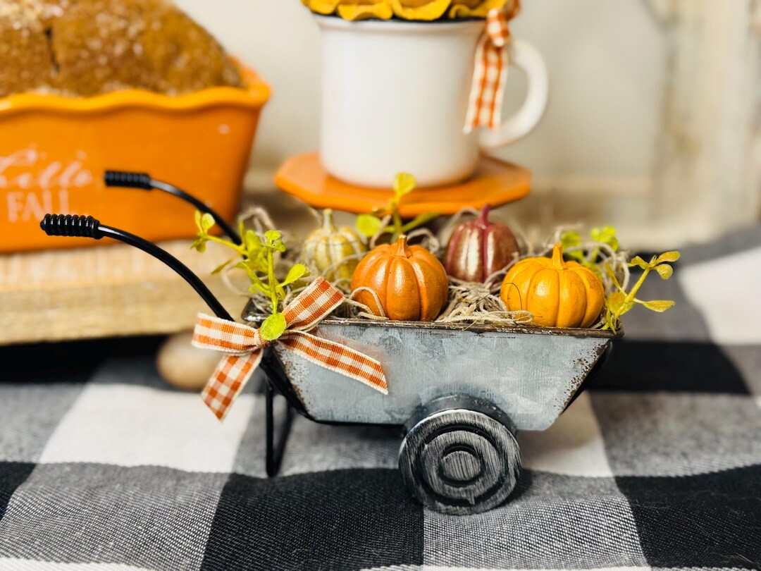 Small Fall Pails Mini Pumpkin Pail~ Fall Harvest~ Tiered Tray Decor~ Thanksgiving ...