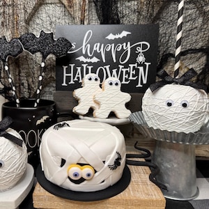 Mummy Halloween Decor~ Fake Bake Food~ Spooky Spiders~ Creepy Cookies~Alarming Apples~Tiered Tray Decor~Faux Sweets~Photo Prop~Ready to Ship