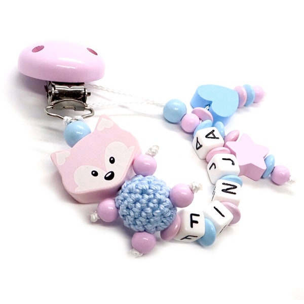 Pacifier chain named girl ( fox, pink )