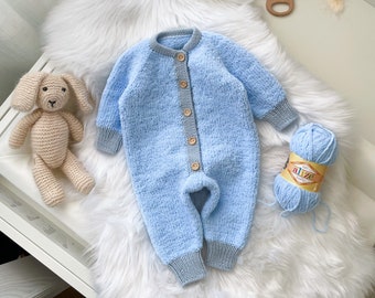 Plush overall, baby jumpsuit, newborn clothes, alize softy, soft baby wear, merino wool