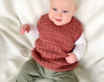 Knitted vest, baby vest, merino wool, handmade vest, openwork, warm vest, vest for boy, casual, unisex vest