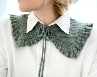 Knitted collar, handmade, girls' clothes, cute, angora, merino wool, cotton, collar