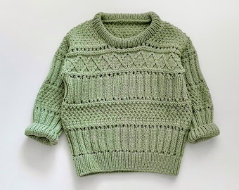 Knitted baby sweater, 100% merino wool, soft and cosy sweater, newborn clothes, sizes from 0-3 months up to 4 years old, handmade, unisex