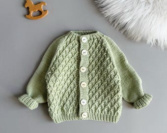 Handmade Merino Wool Baby Cardigan: Knit Jacket, Non-Itch
