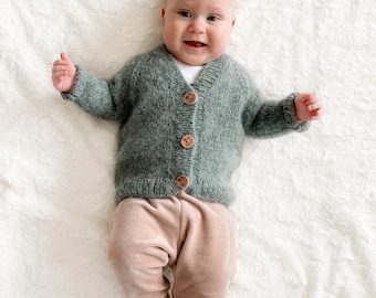 Knitted cardigan, kids wear, baby jacket, knitted jacket, baby cardigan, alpaca, merino wool, handknitted, fluffy