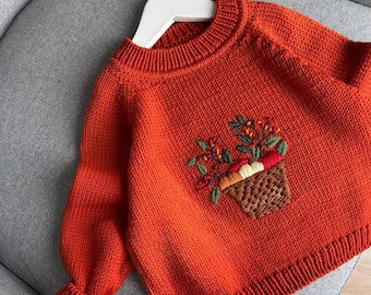 Handmade Embroidered Merino Wool Kid Sweater: Custom Knit