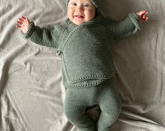 Knitted jacket, merino wool, knitted baby jacket, non-itchy, handmade, unisex