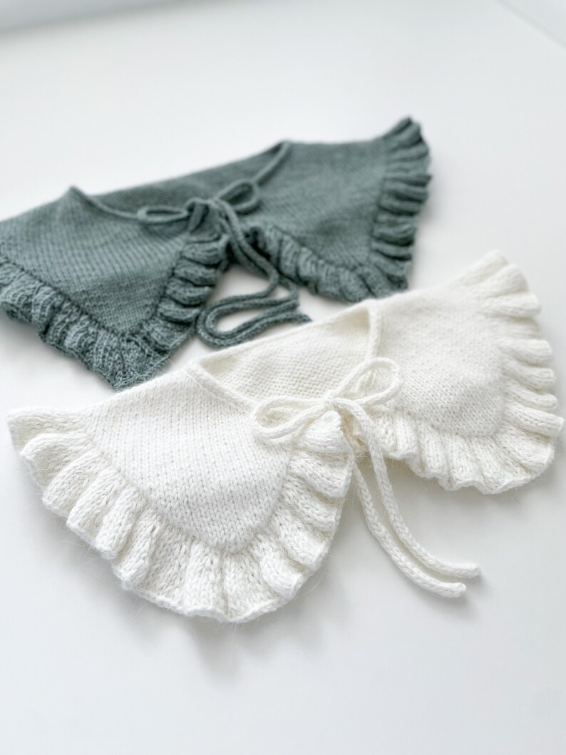 Knitted collar, handmade, girls' clothes, cute, angora, merino wool, cotton, collar image 8