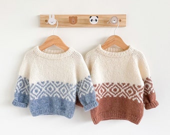 Hand-Knitted Alpaca Wool Kids' Sweater: Jacquard Design