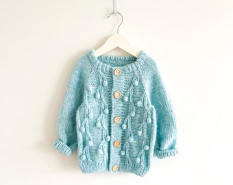 Knitted cardigan, kids wear, baby jacket, knitted jacket, baby cardigan, alpaca, merino wool, handknitted, fluffy